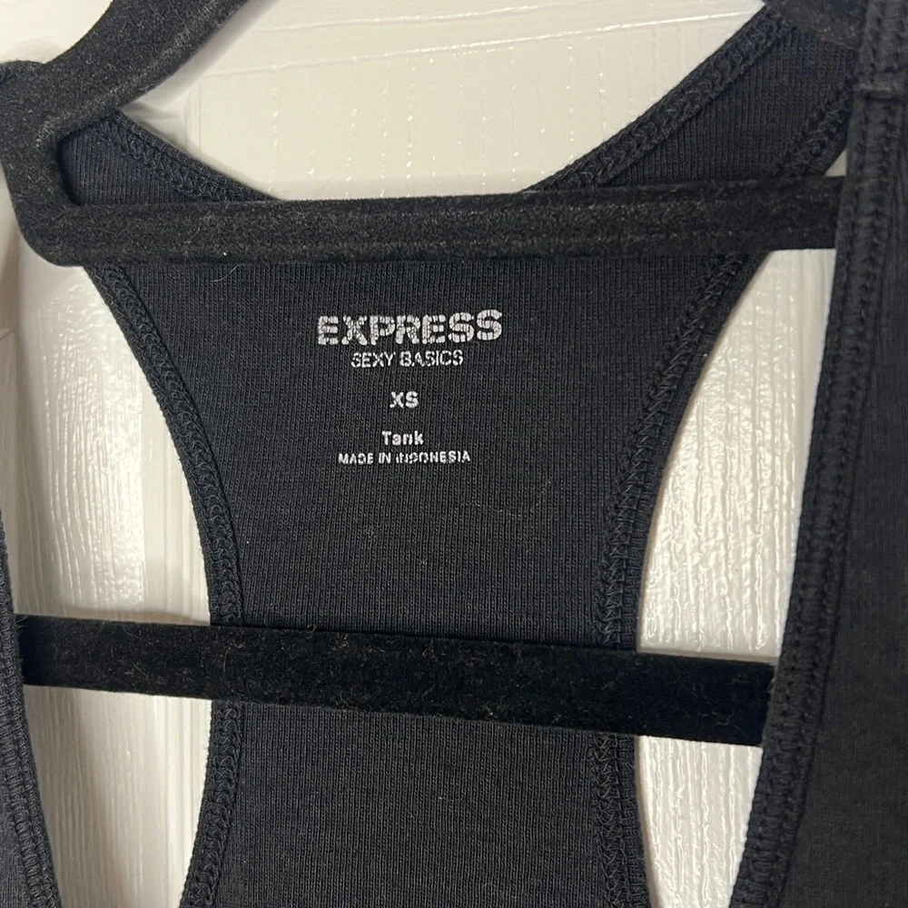 Express Black Ribbed Racerback Tank Top – XS | Sexy Basics - Picture 2 of 3